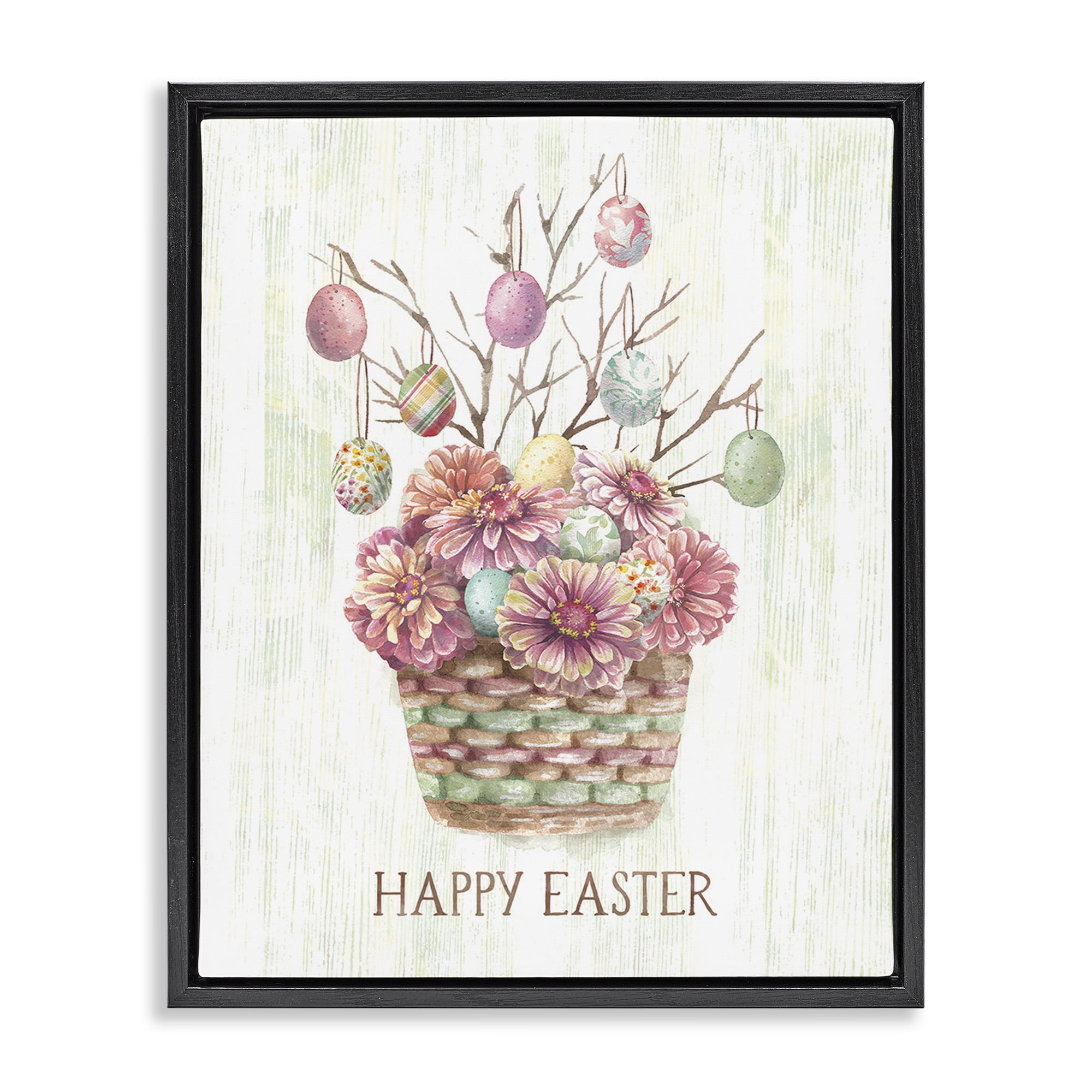 Happy Easter Bouquet Black Floating Frame Canvas Art, 17 x 21, By Courtney Morgenstern