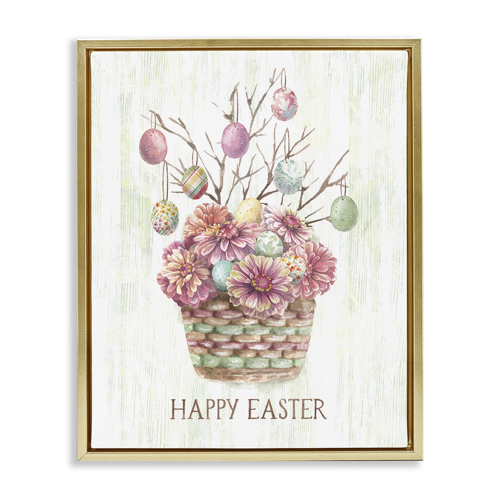 Happy Easter Bouquet Gold Floating Frame Canvas Art, 17 x 21, By Courtney Morgenstern