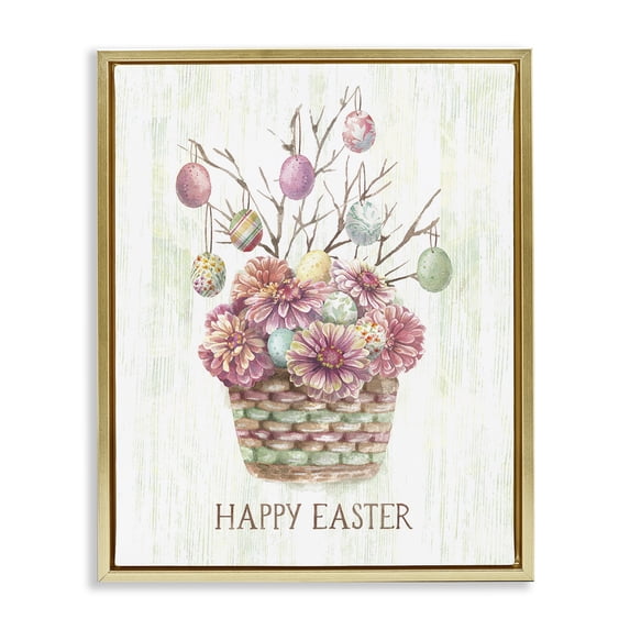 Happy Easter Bouquet Gold Floating Frame Canvas Art, 17 x 21, By Courtney Morgenstern