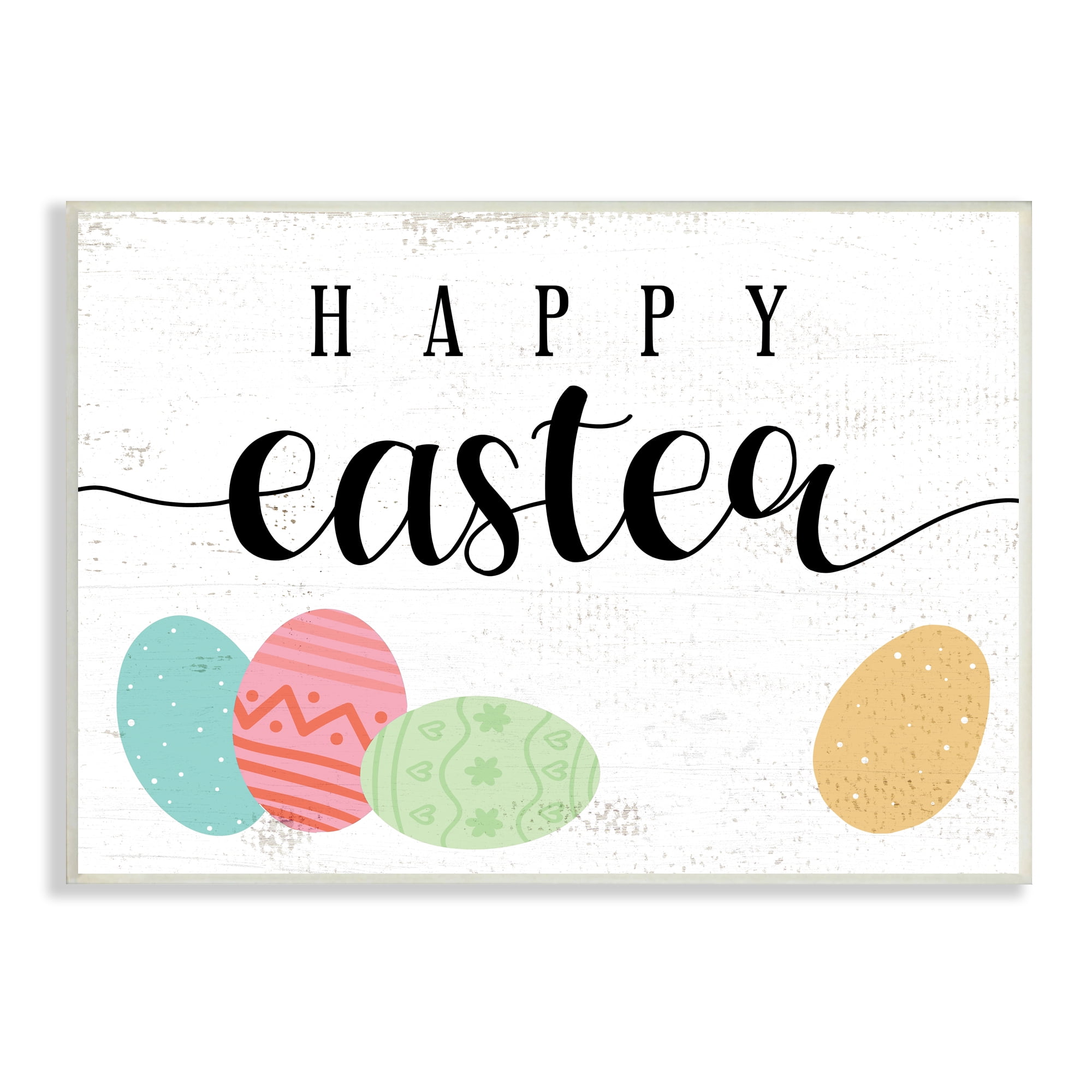 Stupell Industries Happy Easter Greeting Fun Pattern Spring Holiday Eggs, 15 x 10, Design by Daphne Polselli