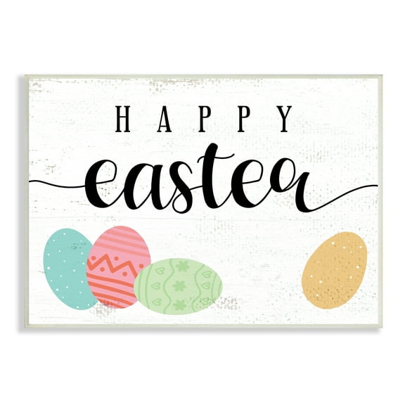 Stupell Industries Happy Easter Greeting Fun Pattern Spring Holiday Eggs, 19 x 13, Design by Daphne Polselli