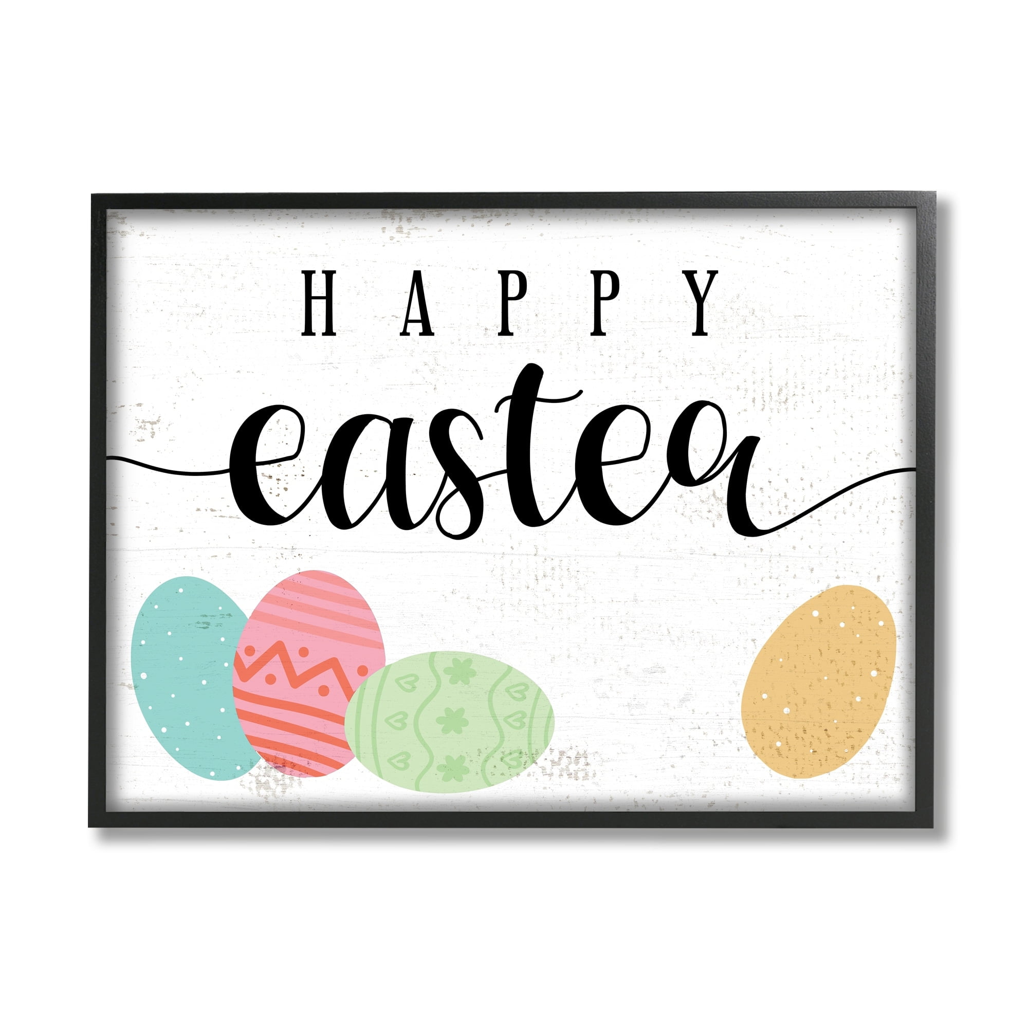 Stupell Industries Happy Easter Greeting Fun Pattern Spring Holiday Eggs, 30 x 24, Design by Daphne Polselli