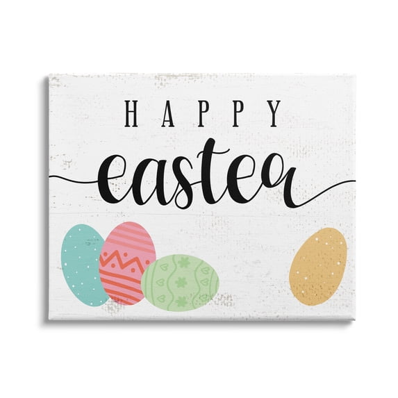 Stupell Industries Happy Easter Greeting Fun Pattern Spring Holiday Eggs, 48 x 36, Design by Daphne Polselli