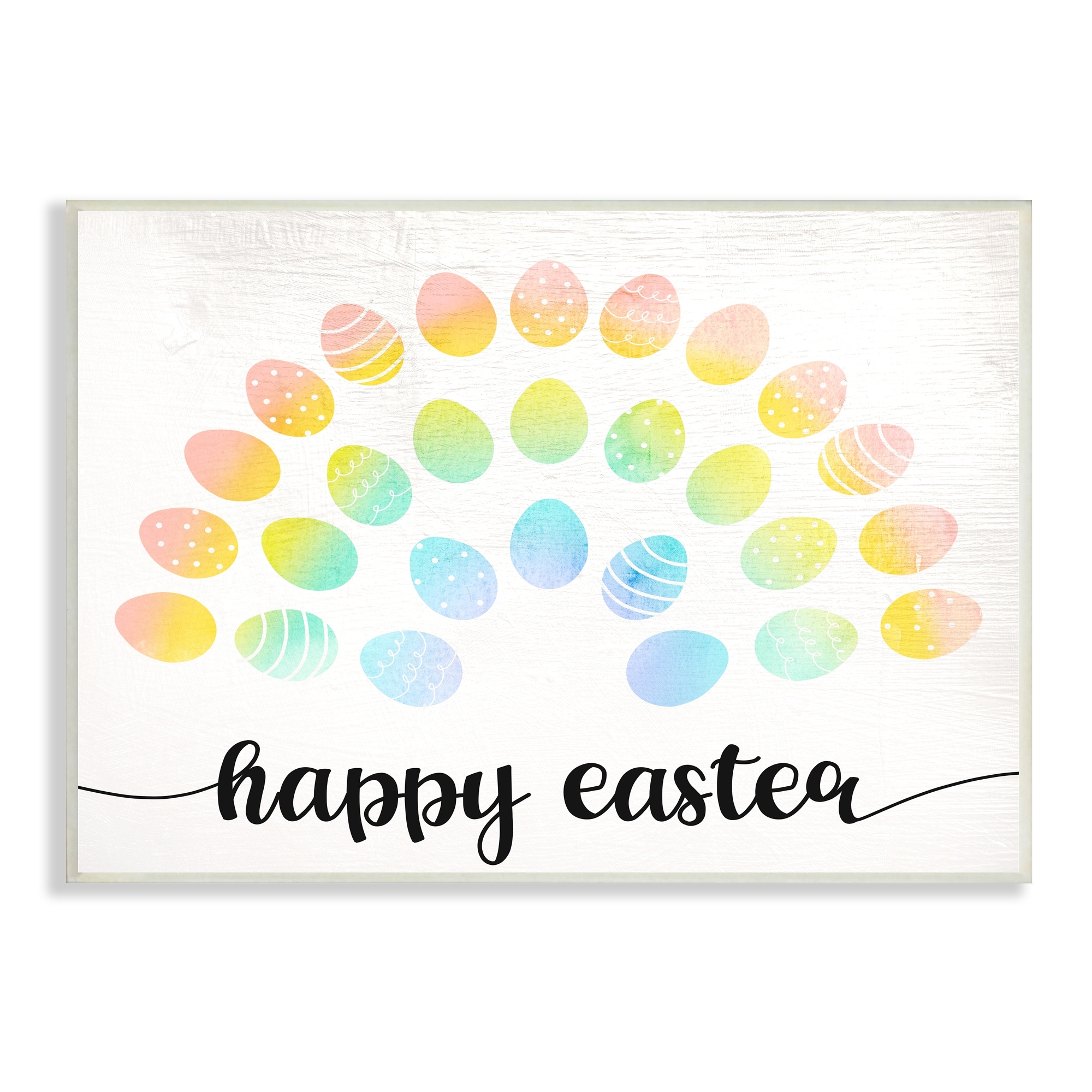 Stupell Industries Happy Easter Phrase Patterned Egg Rainbow, 15 x 10,Design by Daphne Polselli