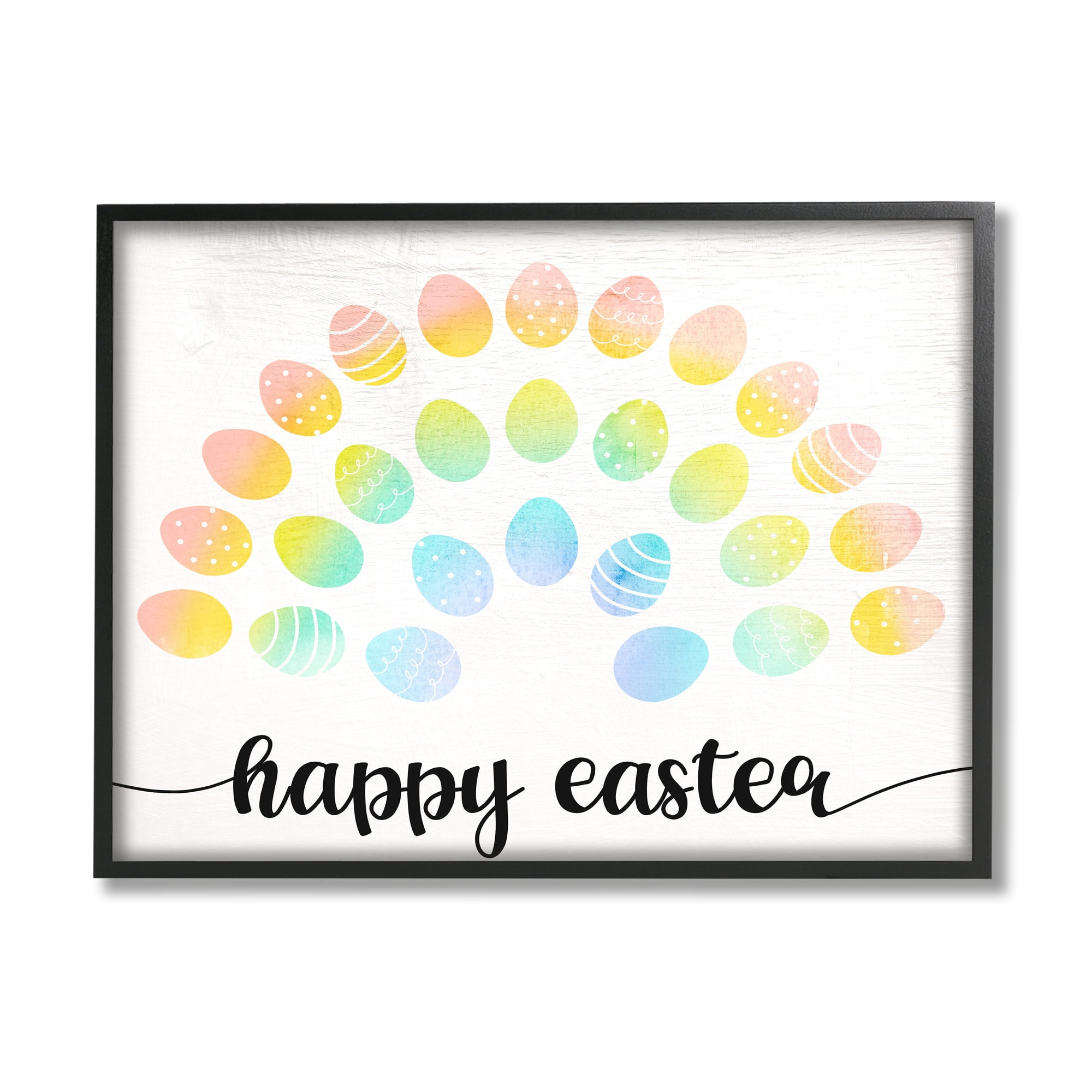 Stupell Industries Happy Easter Phrase Patterned Egg Rainbow, 20 x 16,Design by Daphne Polselli