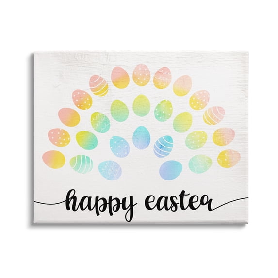 Stupell Industries Happy Easter Phrase Patterned Egg Rainbow, 30 x 24,Design by Daphne Polselli
