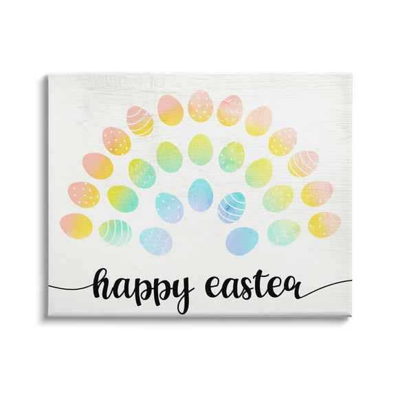 Stupell Industries Happy Easter Phrase Patterned Egg Rainbow, 40 x 30,Design by Daphne Polselli