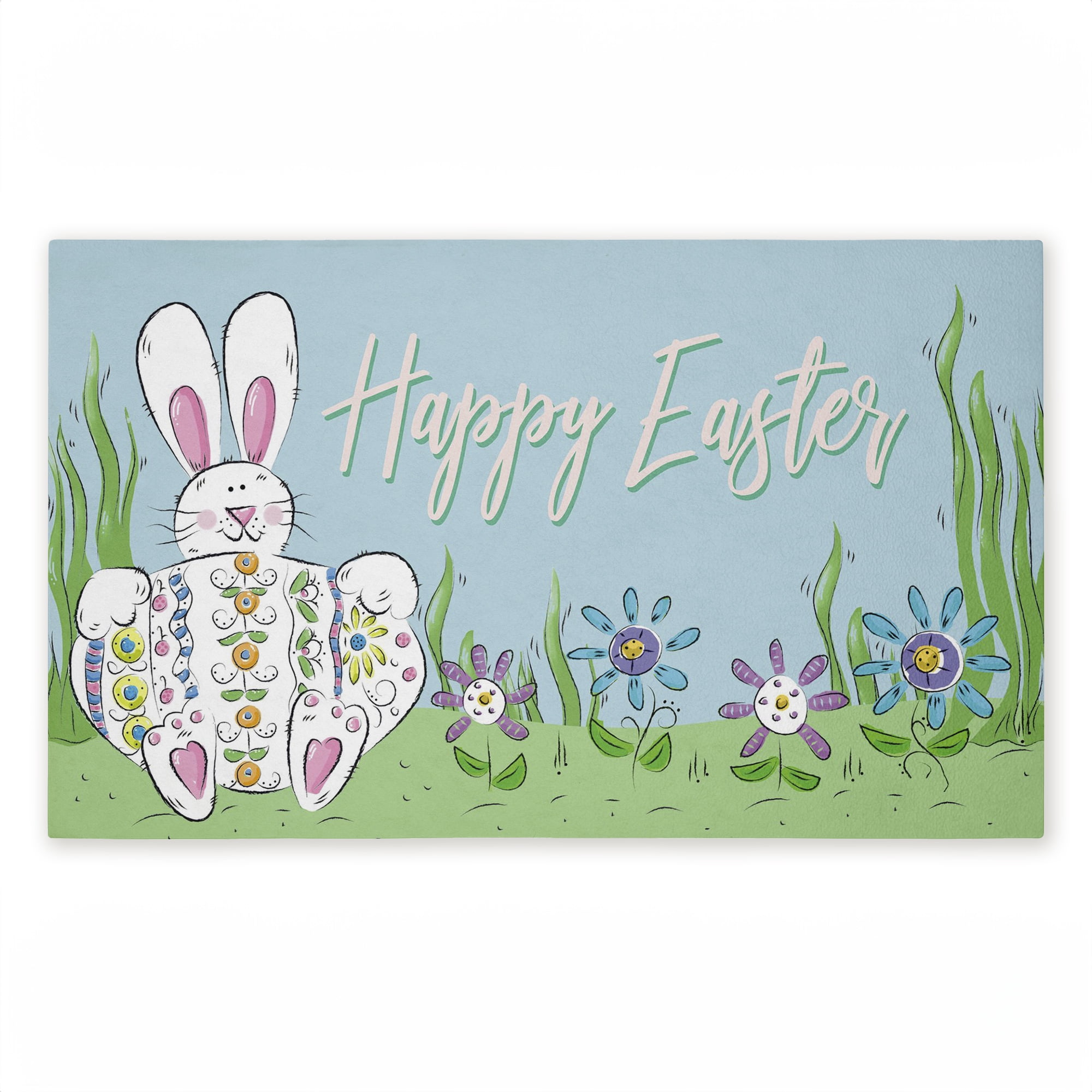 Stupell Industries Happy Easter with Florals Printed Outdoor Door Floor Mat, design by Deidre Mosher