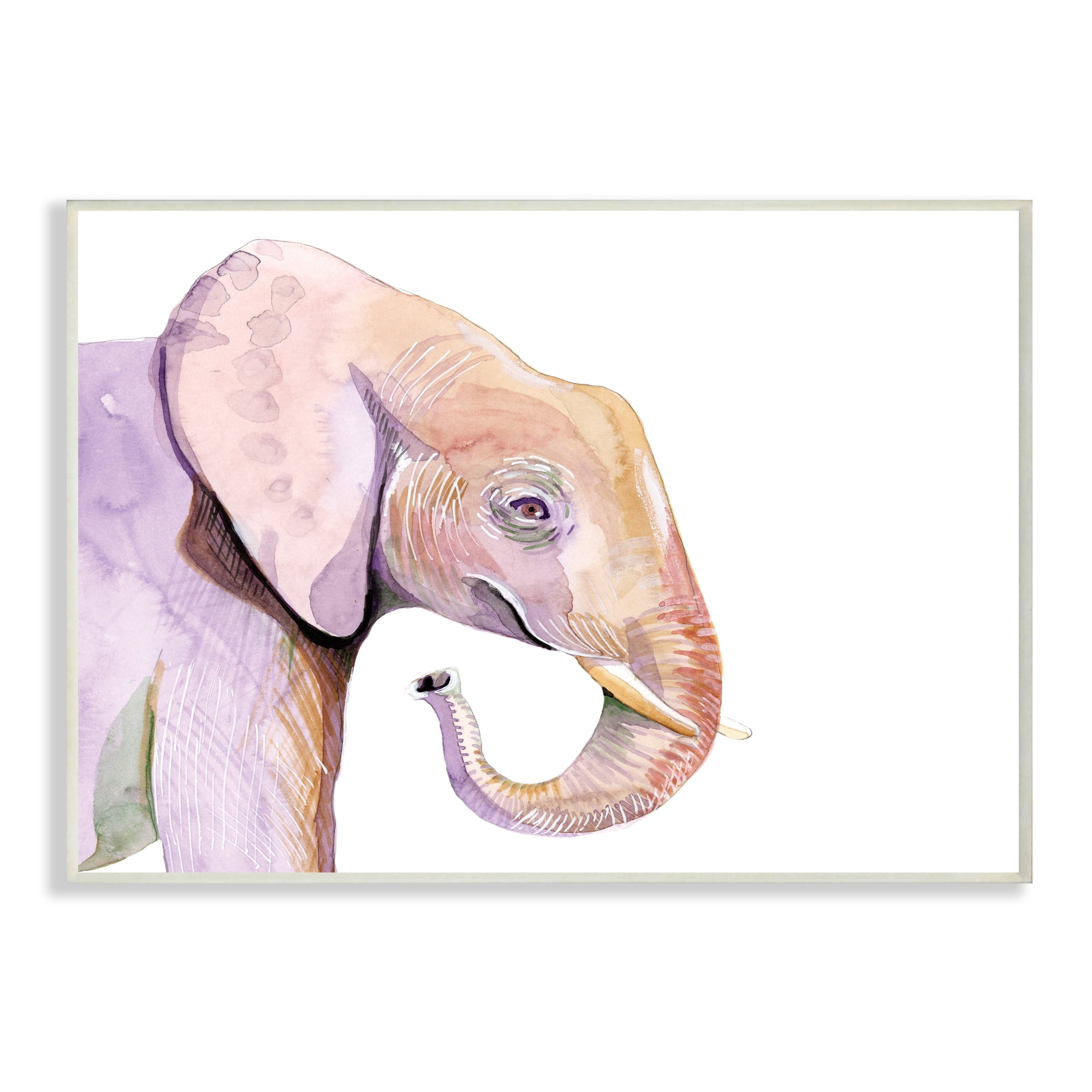 Stupell Industries Happy Elephant Smile Purple Red Safari Animal,13 x 19,Designed by Alicia Ludwig