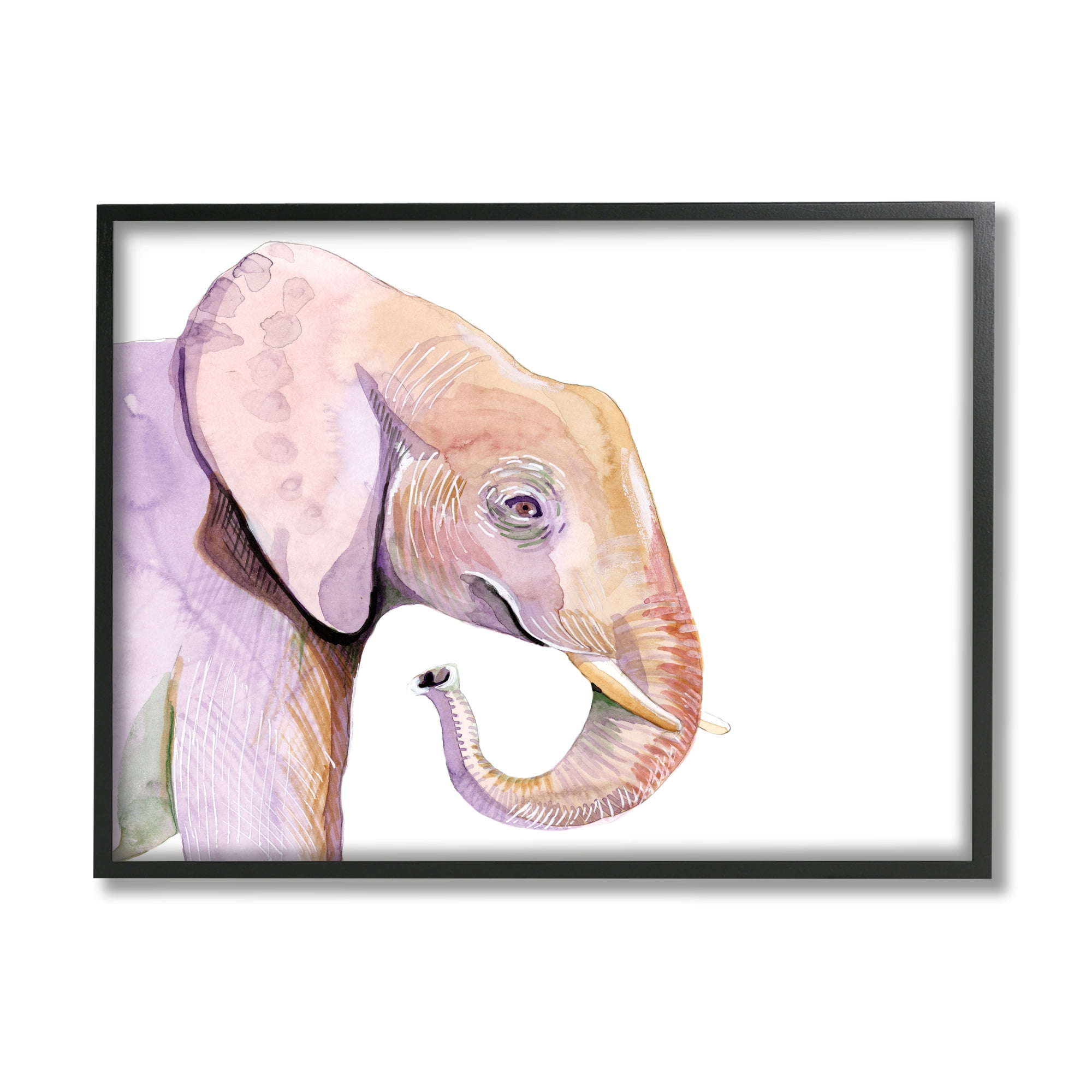 Stupell Industries Happy Elephant Smile Purple Red Safari Animal,16 x 20,Designed by Alicia Ludwig