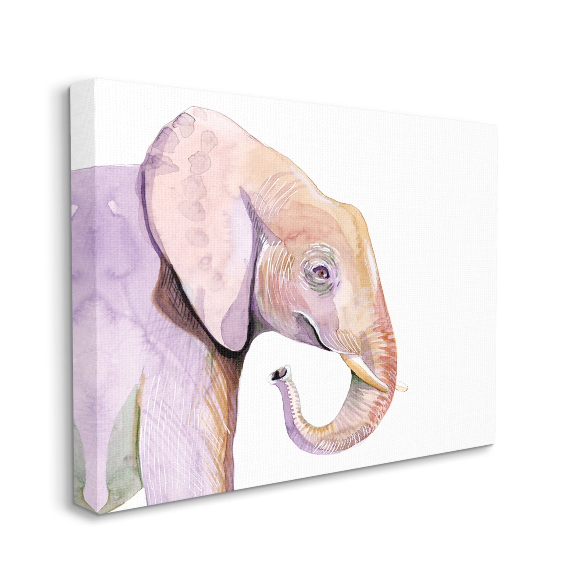 Stupell Industries Happy Elephant Smile Purple Red Safari Animal,30 x 40,Designed by Alicia Ludwig