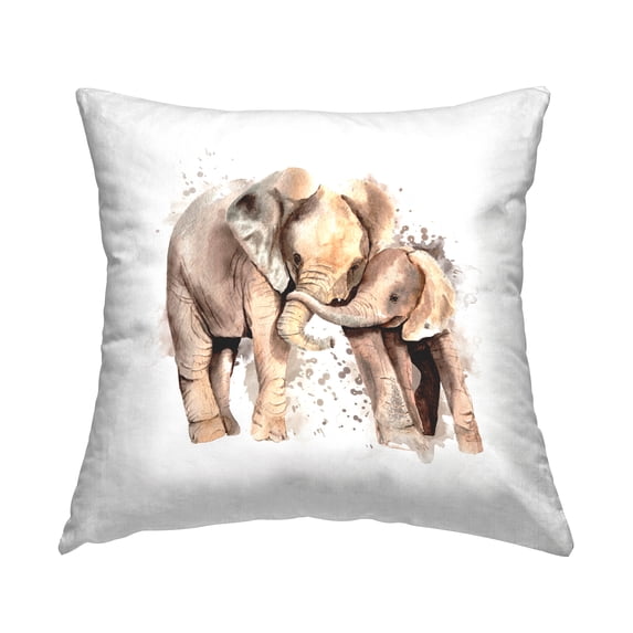 Stupell Industries Happy Elephants Modern Splash Square Decorative Printed Throw Pillow Design By L C Sutton Creations, 18 x 18