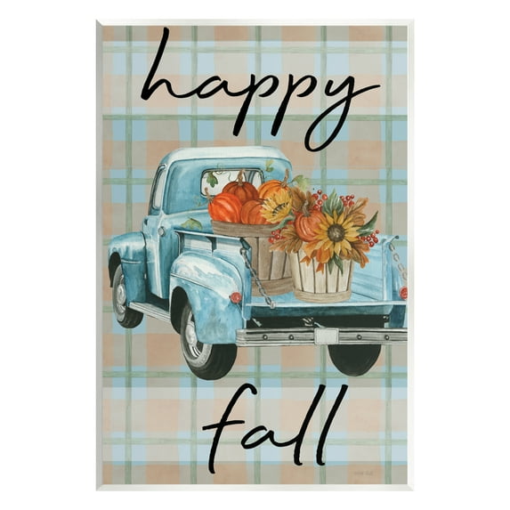 Stupell Industries Happy Fall Flower Truck Transportation Painting Unframed Art Print Wall Art, 10 x 15