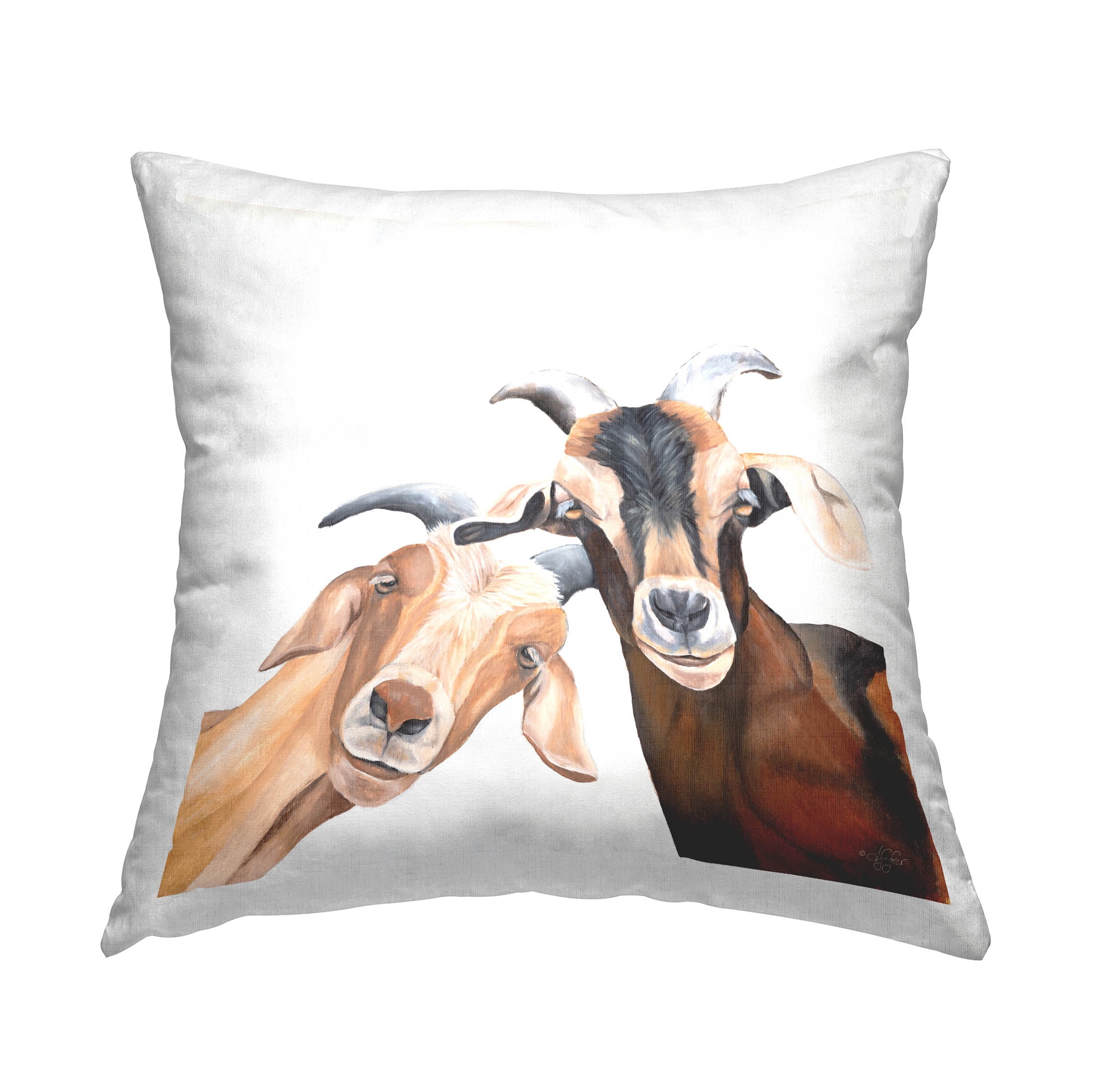 Stupell Industries Happy Farm Goat Pair Printed Throw Pillow Design by Diane Fifer