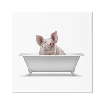 Stupell Industries Happy Farm Pig Antique Bathtub Graphic Art Gallery Wrapped Canvas Print Wall Art, Design by Annalisa Latella