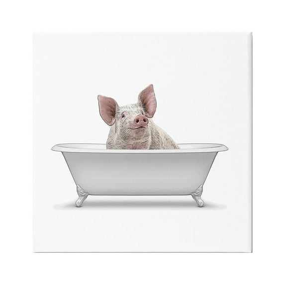 Stupell Industries Happy Farm Pig Antique Bathtub Graphic Art Gallery Wrapped Canvas Print Wall Art, Design by Annalisa Latella