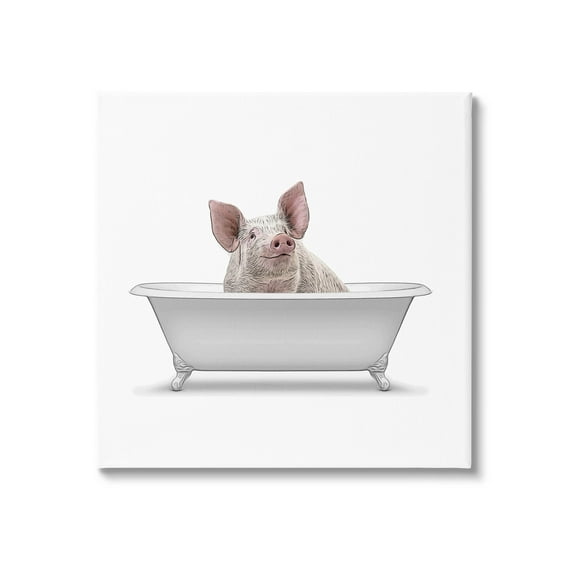 Stupell Industries Happy Farm Pig Antique Bathtub Graphic Art Gallery Wrapped Canvas Print Wall Art, Design by Annalisa Latella