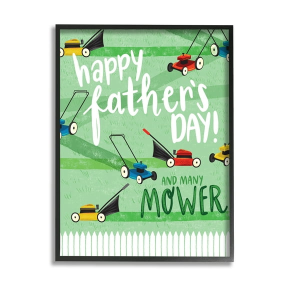 Stupell Industries Happy Father's Day Lawn Mowers Holiday Painting Black Framed Art Print Wall Art