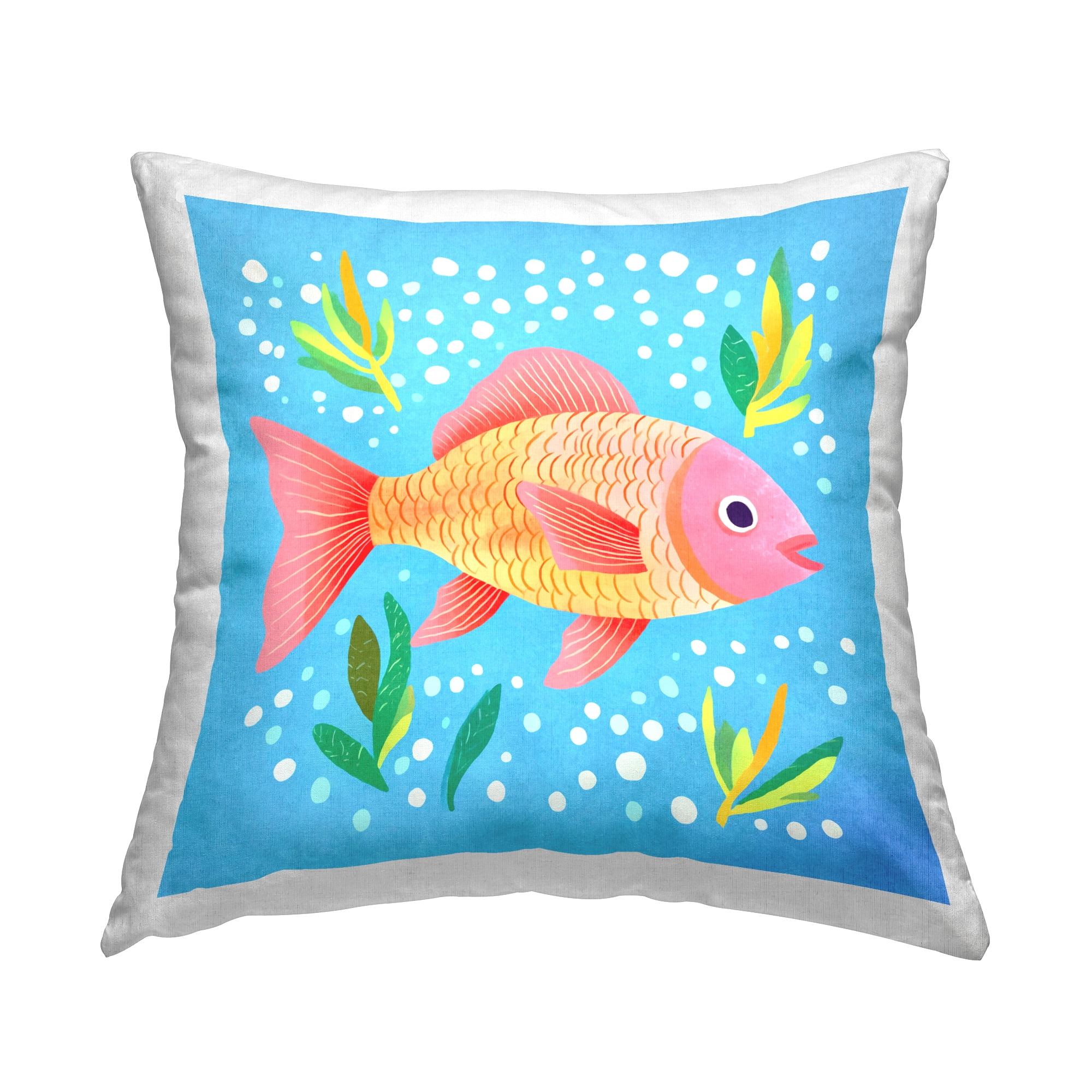 Stupell Industries Happy Fish Underwater Decorative Printed Throw Pillow Design by Andrea Haase.