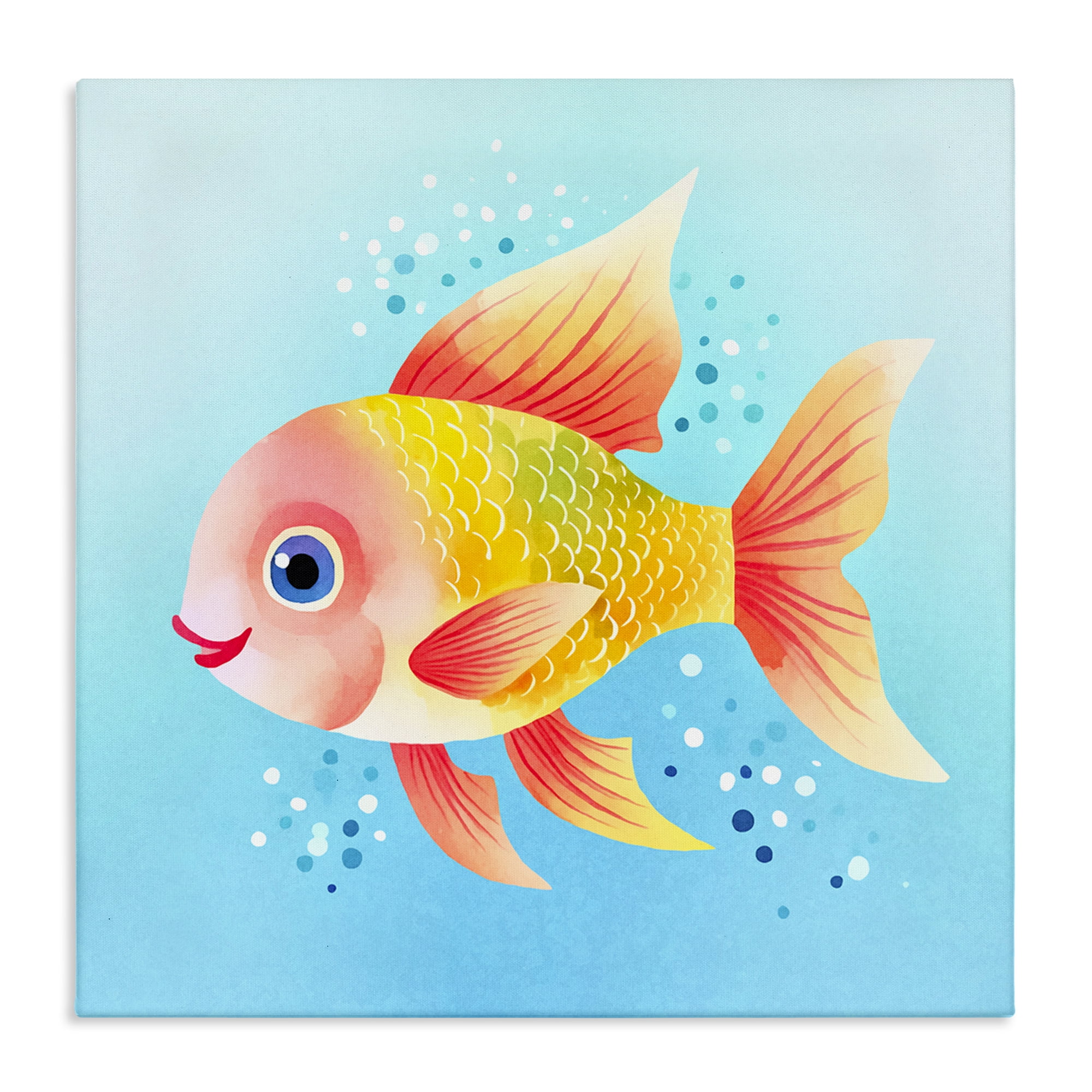 Stupell Industries Happy Fish with Speckles Animals Painting Wrapped Canvas Art Print Wall Art, 30 x 30
