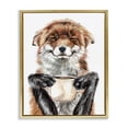 thumbnail image 1 of Stupell Industries Happy Fox with Coffee Animals Painting Gold Floater Framed Canvas Art Print Wall Art, 25 x 31, 1 of 9