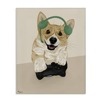 Stupell Industries Happy Gamer Dog Animals & Insects Painting Gallery Wrapped Canvas Art Print Wall Art, 16 x 20