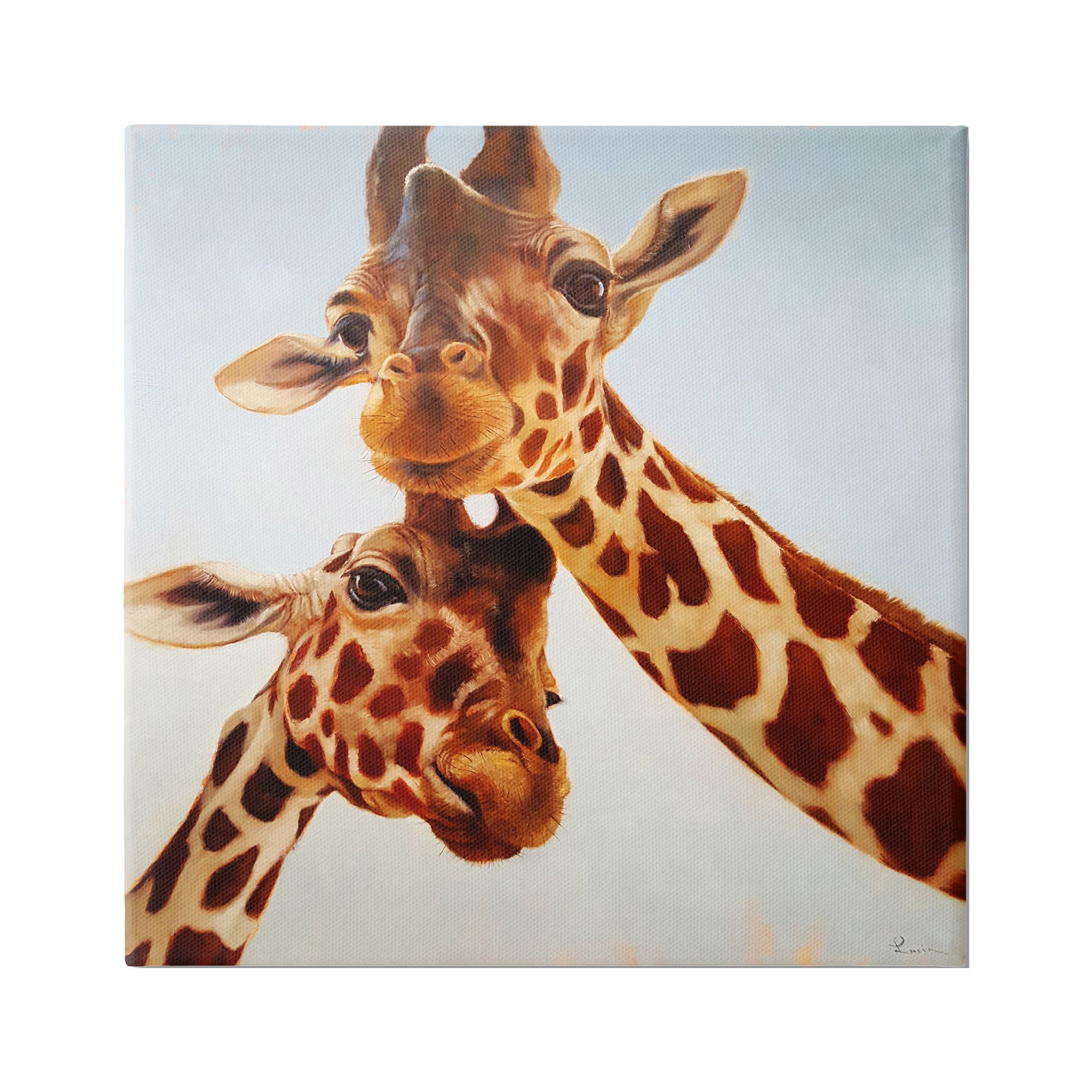 Stupell Industries Happy Giraffe Duo Portrait Animals & Insects Painting Gallery Wrapped Canvas Print Wall Art