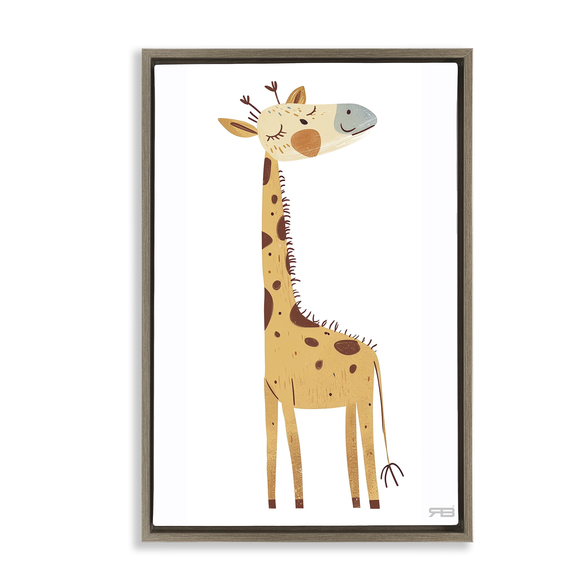 Stupell Industries Happy Giraffe Winking Animals & Insects Painting Brown Floater Framed Art Print Wall Art, 17 x 25