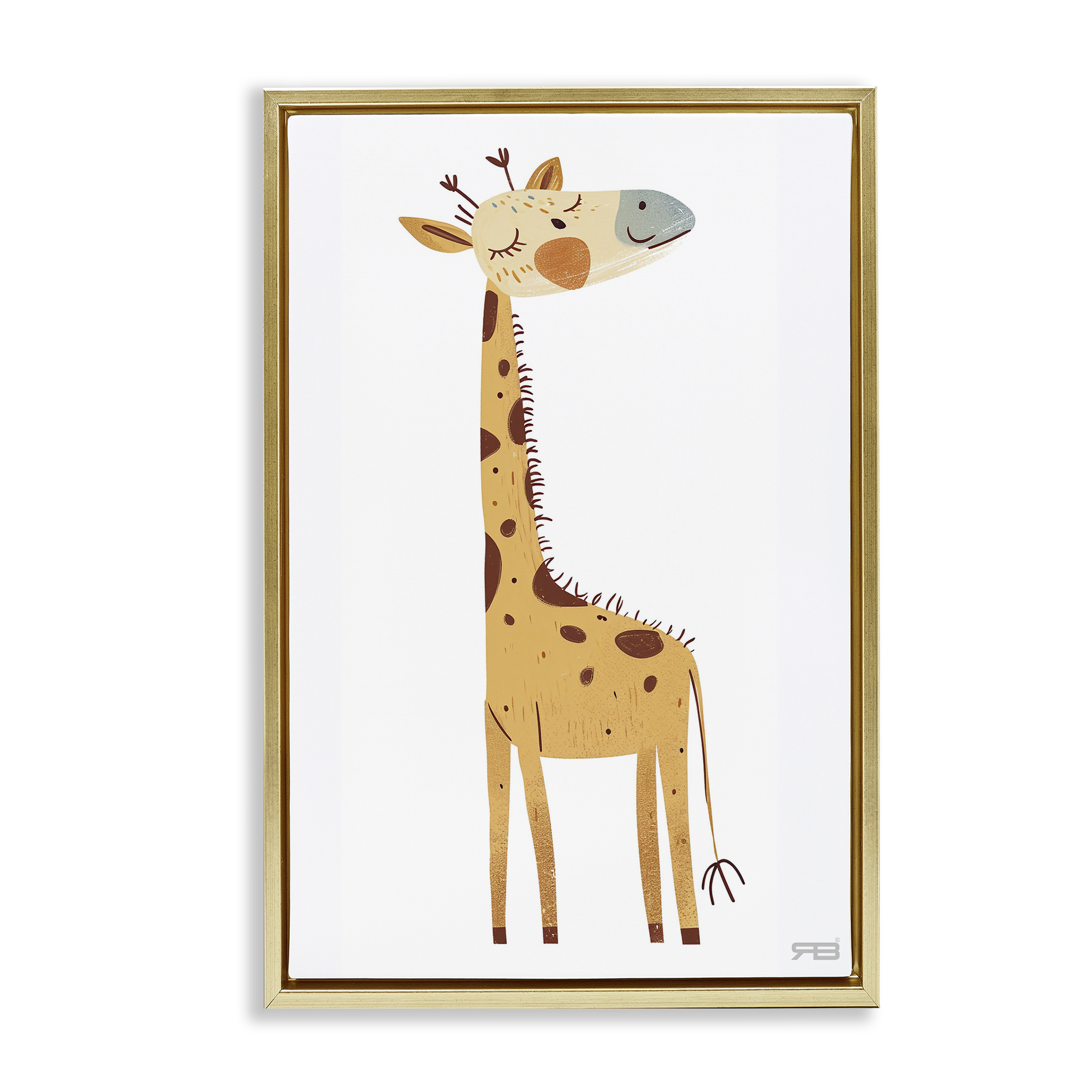 Stupell Industries Happy Giraffe Winking Animals & Insects Painting Gold Floater Framed Art Print Wall Art, 17 x 25