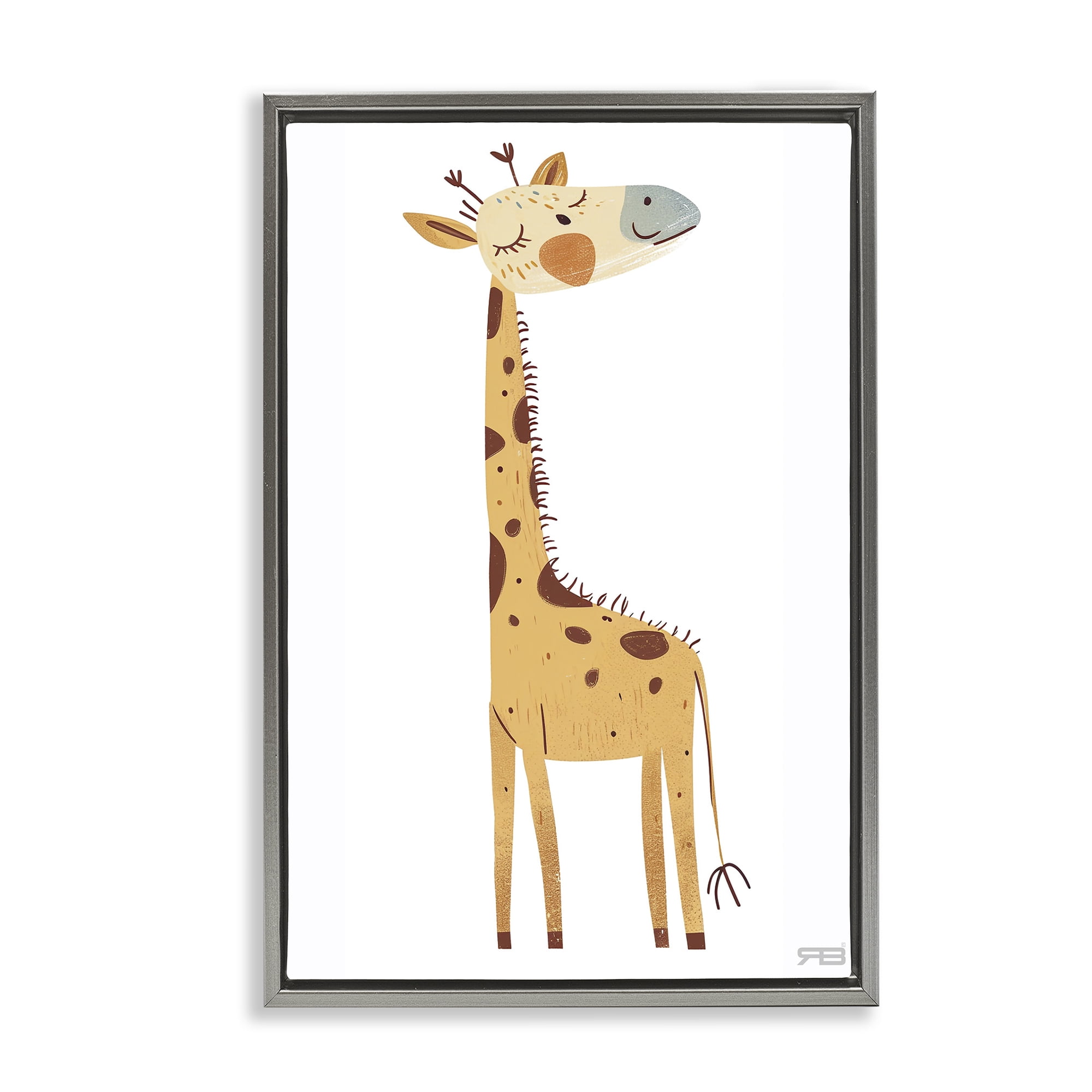 Stupell Industries Happy Giraffe Winking Animals & Insects Painting Gray Floater Framed Art Print Wall Art, 17 x 25