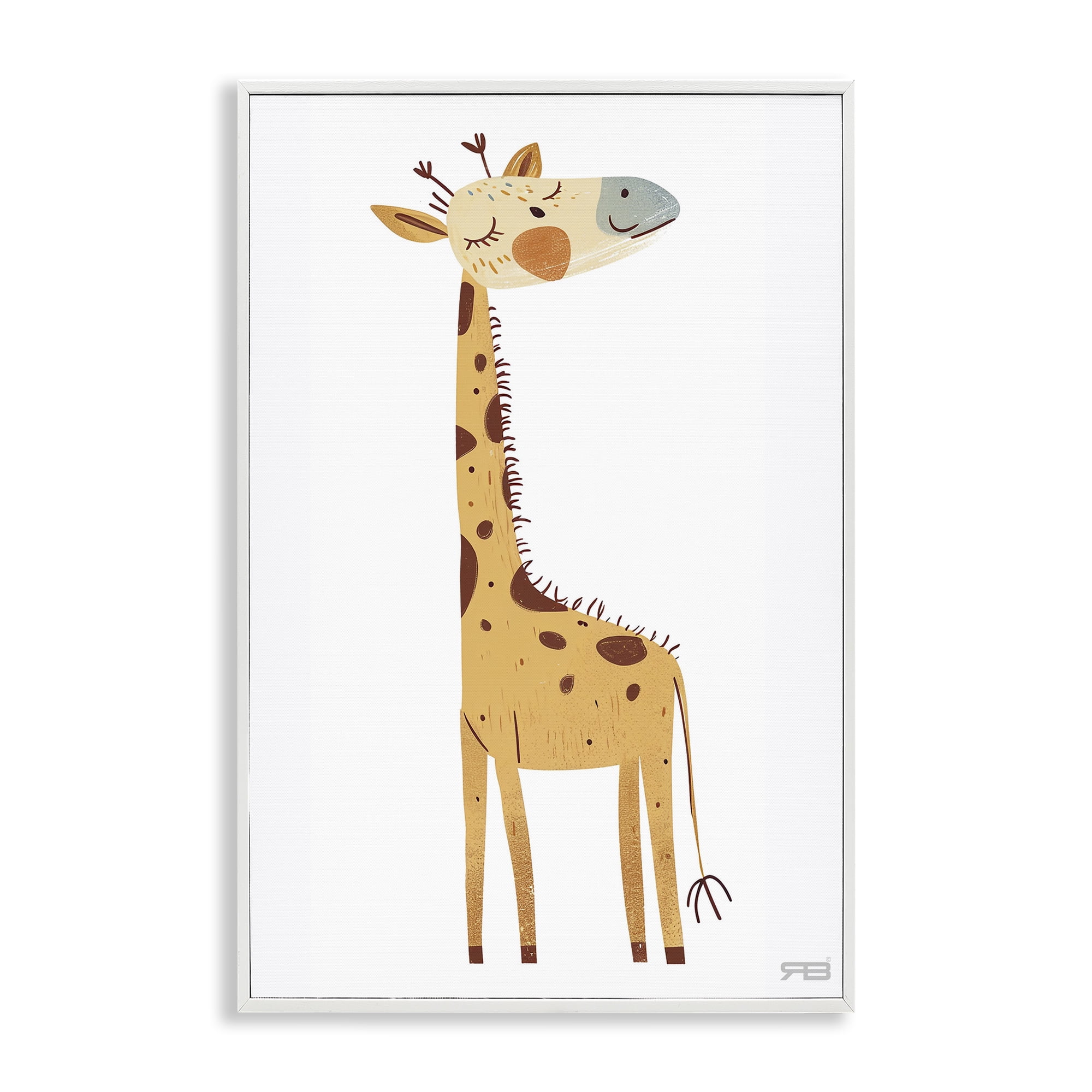 Stupell Industries Happy Giraffe Winking Animals & Insects Painting White Framed Art Print Wall Art, 16 x 24