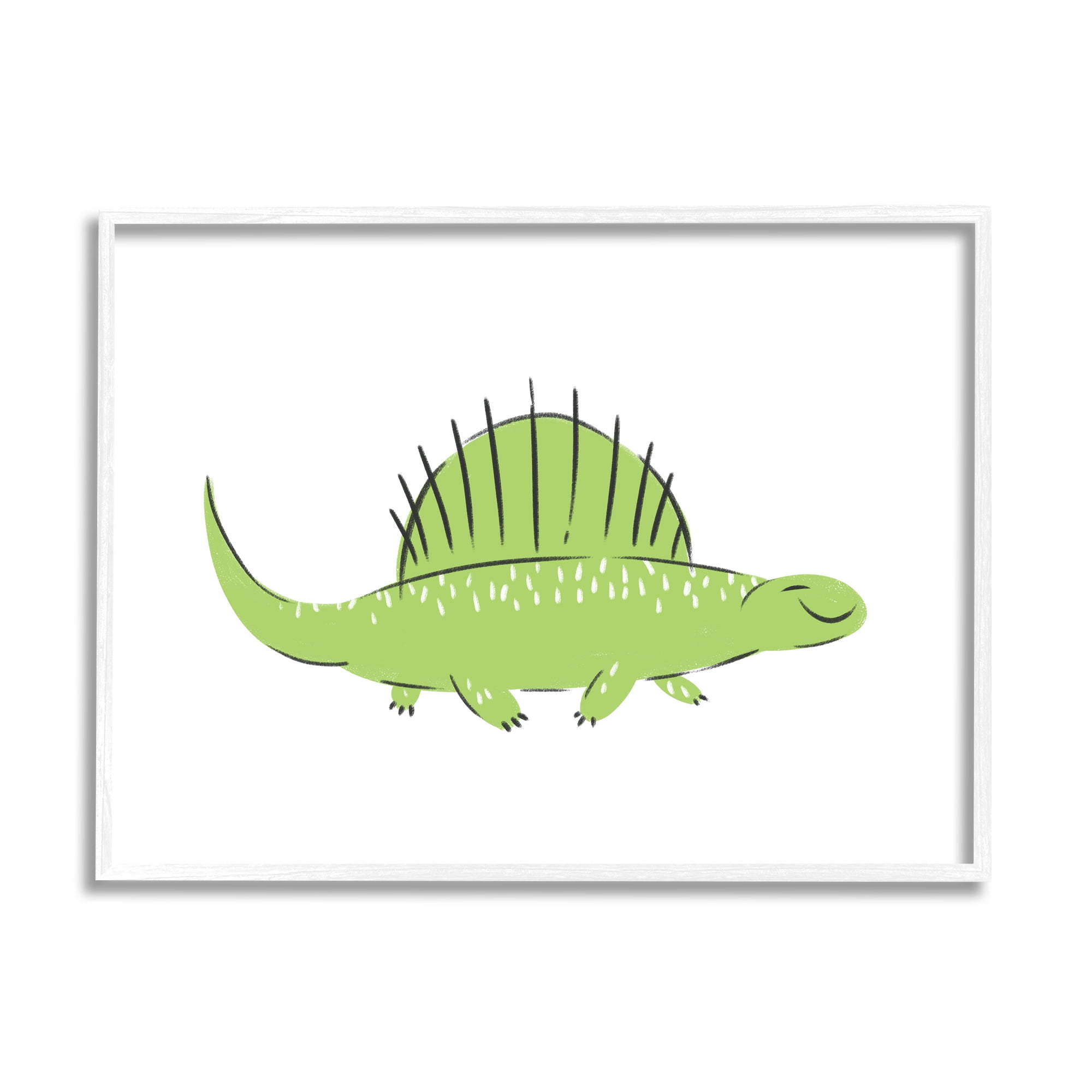 Stupell Industries Happy Green Dinosaur Small Finned Kids' Reptile, 16 x 20, Design by Ziwei Li