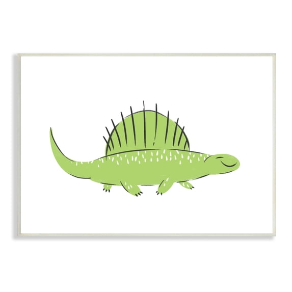 Stupell Industries Happy Green Dinosaur Small Finned Kids' Reptile Graphic Art Unframed Art Print Wall Art, 13x19, by Ziwei Li