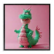 Stupell Industries Happy Green Dragon Fantasy & Sci-Fi Painting Black Framed Art Print Wall Art, 12 x 12