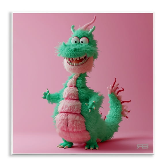 Stupell Industries Happy Green Dragon Fantasy & Sci-Fi Painting Unframed Art Print Wall Art, 12 x 12