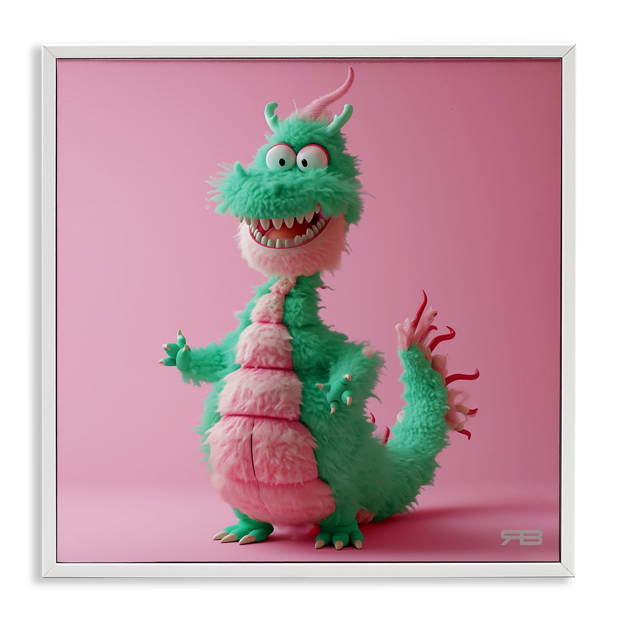 Stupell Industries Happy Green Dragon Fantasy & Sci-Fi Painting White Framed Art Print Wall Art, 24 x 24