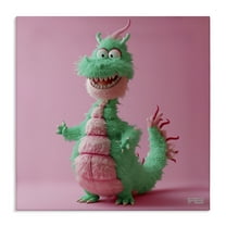 Stupell Industries Happy Green Dragon Fantasy & Sci-Fi Painting Wrapped Canvas Art Print Wall Art, 17 x 17