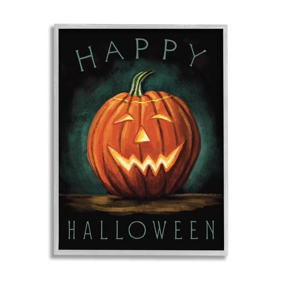 Stupell Industries Happy Halloween Happy Jack-O-Lantern Smile Festive, 11 x 14, Designed by Elizabeth Tyndall