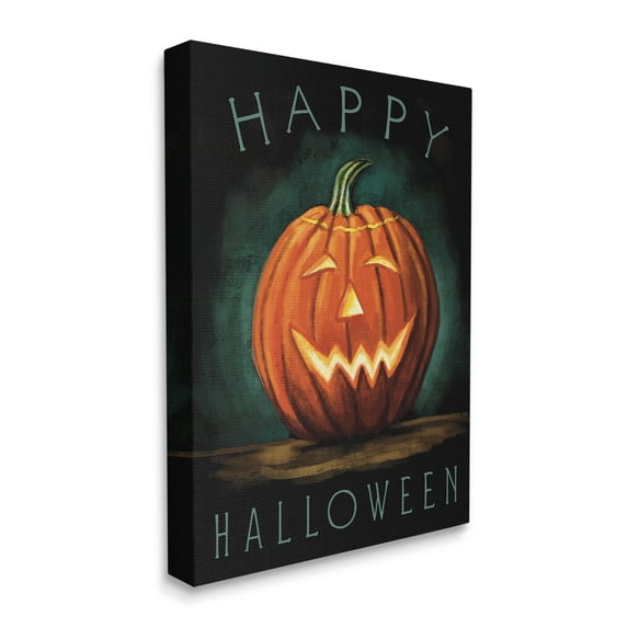 Stupell Industries Happy Halloween Happy Jack-O-Lantern Smile Festive, 30 x 40, Designed by Elizabeth Tyndall