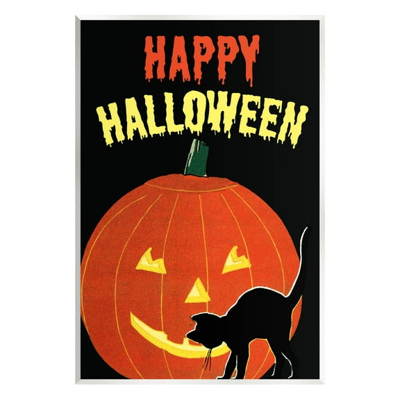 Stupell Industries Happy Halloween Haunted Jack-o-Lantern Graphic Art Unframed Art Print Wall Art, Design by The Saturday Evening Post