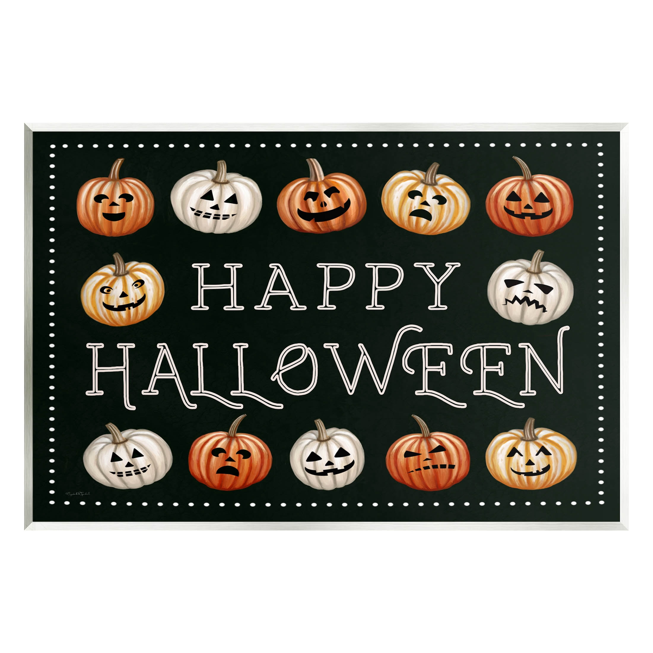 Stupell Industries Happy Halloween Jack-o-Lanterns Graphic Art Unframed Art Print Wall Art, Design by Elizabeth Tyndall