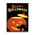 thumbnail image 1 of Stupell Industries Happy Halloween Pumpkin Cat Black Orange Word Design Graphic Art Black Framed Art Print Wall Art, 11x14, by The Saturday Evening Post, 1 of 7