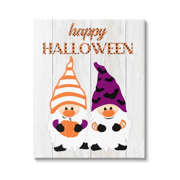 Stupell Industries Happy Halloween Seasonal Gnomes Graphic Art Gallery Wrapped Canvas Print Wall Art, Design by CAD Designs