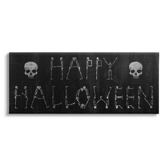 Stupell Industries Happy Halloween Skeleton Letters Graphic Art Gallery Wrapped Canvas Print Wall Art, Design by Lil' Rue