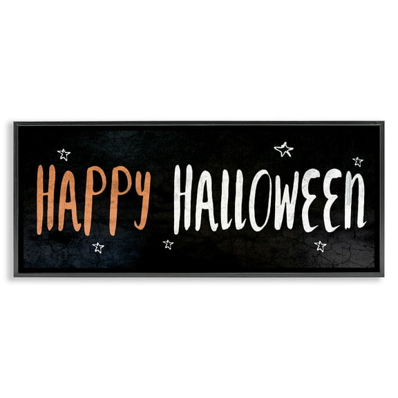 Stupell Industries Happy Halloween Spooky Stars Holiday Painting Black Framed Art Print Wall Art, 24 x 10