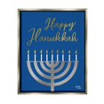 thumbnail image 1 of Stupell Industries Happy Hanukkah Calligraphy Radiant Lit Candles Menorah Graphic Art Luster Gray Floating Framed Canvas Print Wall Art, Design by Jess Baskin, 1 of 5
