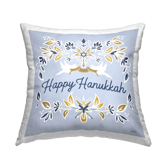 Stupell Industries Happy Hanukkah Doves Phrase Printed Throw Pillow Design by House Fenway