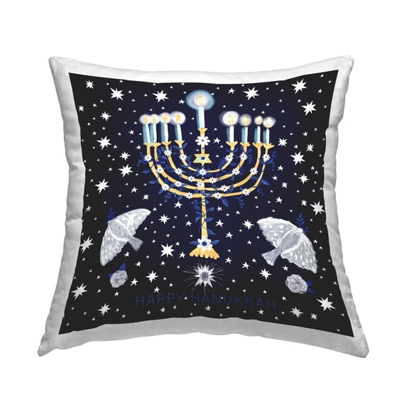 Stupell Industries Happy Hanukkah Starry Pattern Menorah Printed Throw Pillow Design by Susse Linton