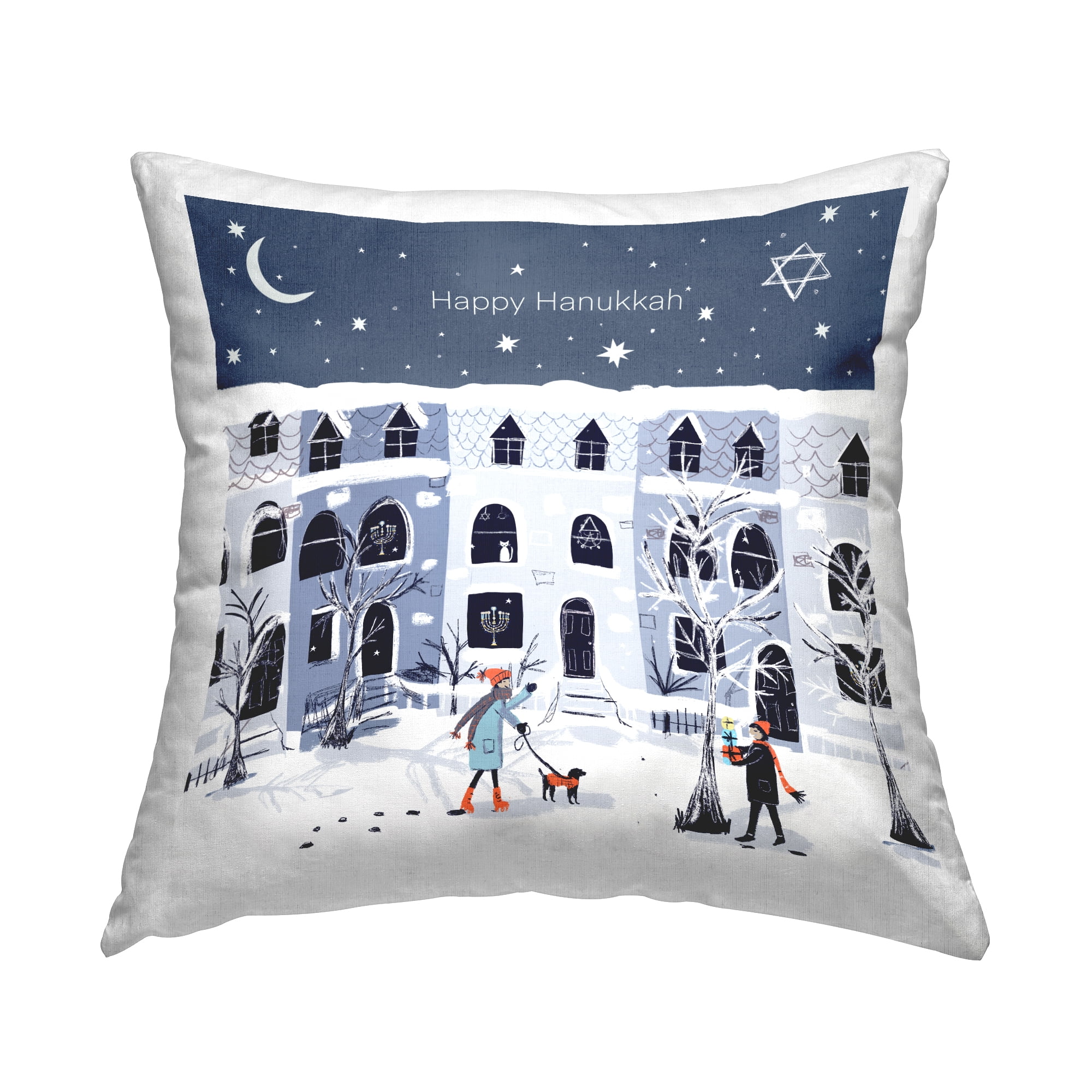 Stupell Industries Happy Hanukkah Winter Neighborhood Printed Throw Pillow Design by Susse Linton