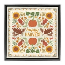Stupell Industries Happy Harvest Pattern Landscape Painting Black Floater Framed Art Print Wall Art, 18 x 18